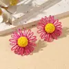 Pendientes Tejidos de Flor Hechos a Mano Estilo Bohemio Clavos de Oreja de Alta Gama para Mujeres Nicho Versátiles Elegantes Pendientes de Estilo Festivo