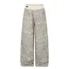 Marca de moda Jiayiku 2026 nuevos pantalones casuales curvos de estampado de leopardo lavado retro americano para hombre, pantalones anchos holgados para hombres y mujeres
