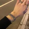 Pulsera de Cadena Cubana Incrustada de Diamantes de Wang Yibo para Hombres y Mujeres Ins Tendencia Hip-hop Europeo y Americano Pulsera Didi Bounty Pulsera de Estilo Frío