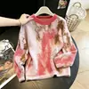 Suéter Pulóver de Estilo Perezoso Holgado con Bloques de Color Tie-Dye 2026 Otoño/Invierno Nuevo Versátil Adelgazante Oculta Defectos Prendas de Punto Base