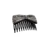 Elegante peine para el cabello con forma de lazo de diamantes negros, peine para el cabello de lujo completo con diamantes para mujeres, peine versátil para peinar flequillos laterales y cabello suelto
