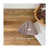 Sombrero de Pescador a Cuadros con Etiqueta de Cuero Estilo Coreano para Niñas, Sombrero de Protección Solar para Salidas de Primavera y Verano, Sombrero de Cubo