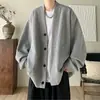 Suéter cárdigan para hombre, primavera y otoño, negro, holgado, conjunto de herramientas, marca de moda japonesa, de alta gama, otoño, Plumpian, guapo, chaqueta casual