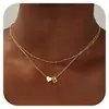 Amazon Transfronterizo Collar con Letra Inicial Inglesa en Mayúscula Multicapa Colgante Pequeño de Corazón Cadena para Clavícula Joyería
