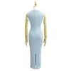 Vestido de Tricô sem Mangas com Cintura Torcida e Design que Abraça o Corpo, Cintura Marcada, Emagrecedor, Vestido Regata, Saia Longa, Algodão
