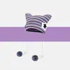 Chapéu de tricô estilo Yabi com orelhas de gato para mulheres, outono e inverno, chapéu de lã listrado fofo, versão coreana, chapéu quente para puxar