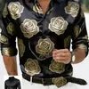 Moda Transfronteriza 2026 Camisa de Manga Larga para Hombre Cardigan con Estampado de Rosas Impresión 3D Trendy Casual Versátil