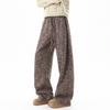 Calça Casual Larga de Inverno Outono 2025 Estilo Americano com Efeito de Caimento, Cordão, Forrada com Lã, Espessa, para Homens