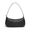 Bolsa Baguette de Venta Caliente Europea y Americana Moda Bolso de Hombro Único Debajo del Brazo Color Sólido Cuero Suave Tejido Bolso para Mujer Cruzado Bolso Dumpling Moderno