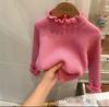 Suéter Básico para Niñas para Primavera y Otoño, Nueva Ropa de Punto para Bebé, Elegante Cuello Medio Fruncido Versión Coreana Ropa Interior para Niños