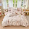 Juego Auténtico Fresco de Cuatro Piezas Sábana de Cama de Algodón Puro Funda de Edredón para Dormitorio de Estudiante Juego de Cama de Tres Piezas para Dormitorio