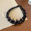 Faixa de Cabelo Fofa com Coroa Alta e Bolinhas Outono/Inverno Estilo Coreano Nova Faixa Preta para Mulheres com Dentes Antiderrapante para Lavar o Rosto Prensa de Cabelo