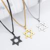 Colar de estrela de seis pontas de aço inoxidável transfronteiriço, pingente de vagabundo simples, vintage, masculino e feminino, colar com pingente oco para casal