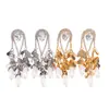 Pendientes de Perla de Imitación Chapados en Oro Real de 18 Quilates, Estilo Europeo y Americano, con Diamantes y Borlas de Gota de Agua, Pendientes de Moda de Alta Gama Transfronterizos