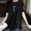 Camiseta de manga corta para mujer de talla grande de marca, sobrestock de comercio exterior transfronterizo, con estampado elegante y corte holgado
