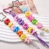 Miçangas de Letra Acrílicas Coloridas Macaron com Furo Grande Materiais para Corrente de Celular Chaveiro Pingente DIY Feito à Mão