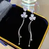 Pendientes Largos con Borla de Circonita en Forma de Corazón para Mujer, Estilo de Nicho de Lujo Ligero, Pendientes de Gama Alta, Pendientes Exquisitos y Dulces de Celebridad de Internet