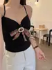 Nuevo Top de Tirantes Finos Sexy Spicy Girl de Tejido Cepillado con Decoración de Lazo y Almohadillas en el Pecho Ropa Exterior Top Adelgazante Espalda Hermosa