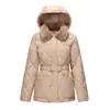 Inverno 2026 Novo Estilo Com Capuz Fashion Versátil Chique Quente Algodão Casaco Estilo Cinto Emagrecedor Jaqueta de Algodão Roupa Exterior Feminina