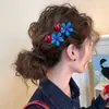 Novedad 2026 Pinza para el Cabello con Perlas y Flores en Contraste Azul y Rojo para Mujer, Pinza Lateral Estilo Coreano, Accesorio para el Cabello de Pinza para Flequillo de Alta Gama