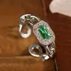 Venta Caliente Transfronteriza Anillo de Diamante Abierto Cuadrado Ajustable Anillo de Diamante Simple Lujo Ligero de Gama Alta Diseño de Nicho Exquisito Anillo