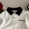 Camisa Polo de Verano para Niños, Holgada, Versátil, con Bloques de Color, Adecuada para Niños Pequeños, con Estilo Preppy y Camiseta con Cuello Campana Patchwork