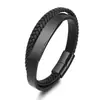 Pulsera de Cuero de Microfibra Trenzada de Doble Hilo para Hombre, Accesorio Versátil Negro Simple, Joyería de Pulsera de Cuero Grabable