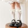 Meias Lolita Femininas Meias de Verão Finas com Pelo Laço de Renda Pérola Estilo Coreano Meias para Panturrilha de Princesa