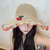 Chapéu de Palha com Cadarço de Verão para Mulheres, Chapéu Versátil com Proteção Solar para Férias na Praia, Perfeito para Fotos