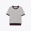 Exportación Transfronteriza Ropa de Mujer Estilo Europeo y Americano Za Otoño e Invierno Nueva Moda Rayas Simples Tops de Punto Básicos