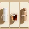 Portavasos plegable para puerta de gabinete de escritorio de oficina, estante de almacenamiento de café sin perforación, portavasos de pared para almacenamiento en el hogar y dormitorio