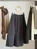 Falda midi retro de pana para mujer, nueva colección de otoño, de cintura alta, adelgazante, estilo coreano, falda casual simple y versátil de línea A