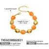 Collar de acero inoxidable con cuentas ovaladas multicolor transfronterizo europeo y americano, pulsera de cadena para clavícula de mujer de nicho de lujo ligero