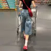 Jeans de trabajo de pierna ancha de cintura alta estilo retro americano para mujer, estilo fino de verano, nuevo modelo 2026, pantalones rectos cropped holgados y adelgazantes