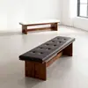 Banqueta moderna minimalista para el pie de la cama, banco largo de moda para la entrada de la sala de estar, banco simple de madera clara para cambiarse los zapatos