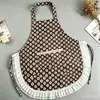Avental Floral de Renda Moderno Resistente ao Desgaste Algodão Bambu Gola Alta Avental de Cintura Uso na Cozinha Casa Feminino Cozinha Roupa de Trabalho Fofa