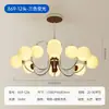 Candelabro de sala de estar estilo crema de madera natural, lámpara colgante principal simple de 6 luces estilo frijol mágico de Zhongshan, paquete combinado de iluminación para toda la casa, arte en hierro
