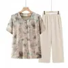 Roupas da vovó, camisa de manga curta, novo top feminino de verão 2026 para meia-idade e idosos, vestuário para senhoras idosas e mães