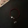Nuevo brazalete de cuerda trenzada roja y plata estilo chino, moderno, exquisito, de alta gama, creativo, versátil para el uso diario