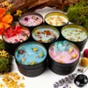 Vela aromática herbal concentrada com cristais naturais, flores secas de plantas, cera de soja colorida, caixa de presente de vela com fragrância romântica