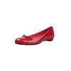 Sapatos de Couro de Ovelha com Boca Rasa para Mulheres, Sapatos de Salto Baixo, Novo Estilo Primavera, Sapatos de Salto Baixo Doces com Laço de Couro Envernizado de Duas Camadas para Mulheres
