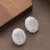 Pendientes de Resina de Colores Dulces, Ovalados Geométricos, Incrustados de Diamantes, Elegantes, Exquisitos, Sencillos, de Lujo Ligero, de Gama Alta, Versátiles para Mujer
