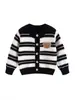 Cárdigan de Punto para Niños 100% Algodón Puro Estilo Otoño e Invierno Unisex Suéter de Punto Infantil Rayas Estilo Coreano Suéter de Punto para Bebé