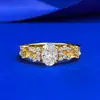 Anillo Vintage Huevo de Paloma 5*7mm Ovalado Chapado en Oro Plata S925 Serie Duende de la Punta del Dedo Mujing Jewelry