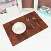 Manteles individuales de cuero de PVC estilo chino para comedor occidental, tapetes de mesa y posavasos, doble cara, modernos y sencillos, manteles individuales antideslizantes para restaurantes occidentales