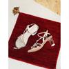 Sandalias Abiertas de Punta Cuadrada Estilo Francés con Pedrería Estilo Hada para Mujer, Nuevo Modelo Verano 2026, Plata Correa Única Tacón de Cristal Tacones Altos