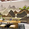Rochaça 3D novo estilo chinês sala de chá de escritório fundo com mural de desenho de montanha loja de massagem nos pés parede de fundo água corrente para fazer dinheiro papel de parede