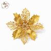 Decoración navideña de 16 cm con purpurina hueca, simulación de flores navideñas en polvo con purpurina, adornos florales navideños, accesorios de tiro