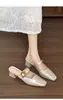 Zapatos Retro de Hebilla de Una Línea, Punta Cuadrada, Suela Blanda, Tacón Grueso, Nuevo Estilo Primavera y Verano 2026, Zapatillas de Tacón Alto Estilo Francés para Mujer