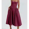 Amazon Verão Explosões Europeias e Americanas Transfronteiriço Vestido Vermelho Novo Sem Alças Cintura Moda Sexy Vestido de Alça para Mulheres
